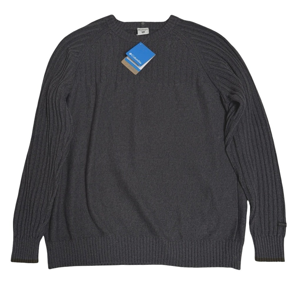 NWT Columbia Ribbed Knit Crewneck Sweater Charcoal Grey Mens XL
